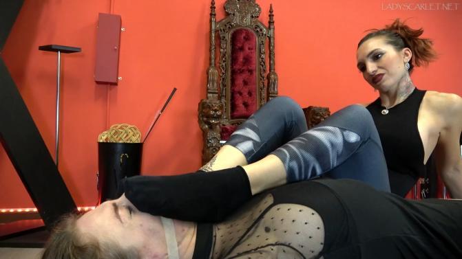 Lady Scarlet - The forced foot smelling socks captive - 1080p