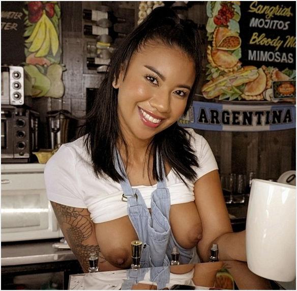 Ameena Greene - The Cafe Waitress gets Creampied