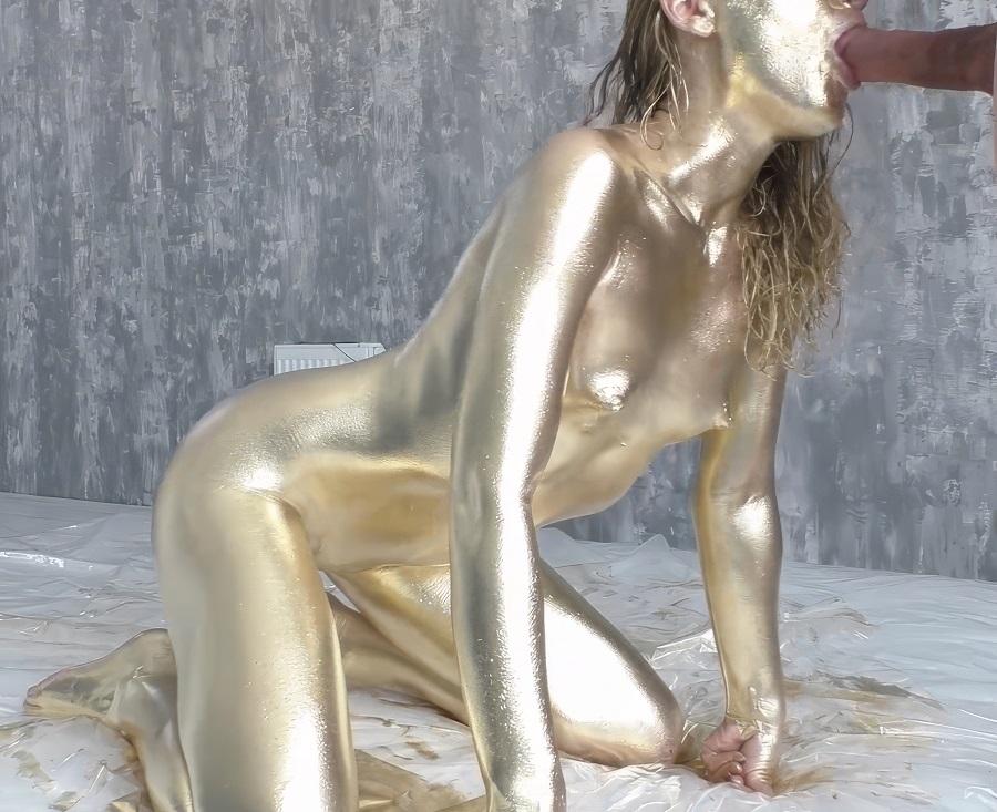 Laloka4you - Beauty In Gold Paint Sucks Cock And Fucks In Different Poses FullHD 1080p