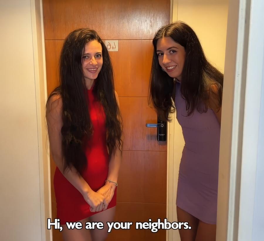 Kate Rich, Katty West - Slutty Neighbors Ask For Cum On Their Cute Faces For Public Cumwalk FullHD 1080p