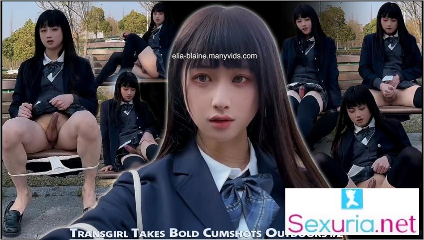 Elia Blaine - Transgirl Takes Bold Cumshots Outdoors Part 2 - 1080p