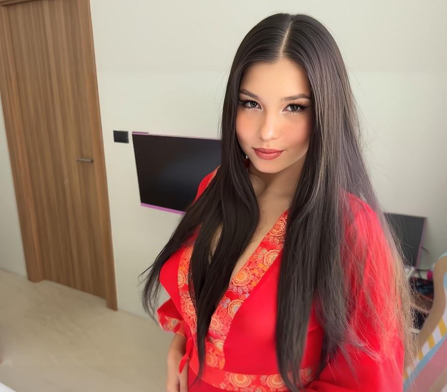 Karina Lin - Lonely Japanese Brunette Slips Into a Silky Red Robe After Her Shower and Seduces the Delivery Guy at the Door UltraHD/4K 2160p