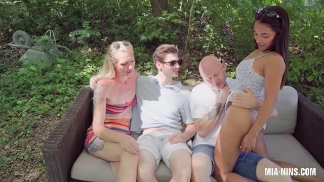 Mia Nins, Misses Stien - Foursome Fun With Misses Stien, lingerie and long hair still in the trees FullHD 1080p