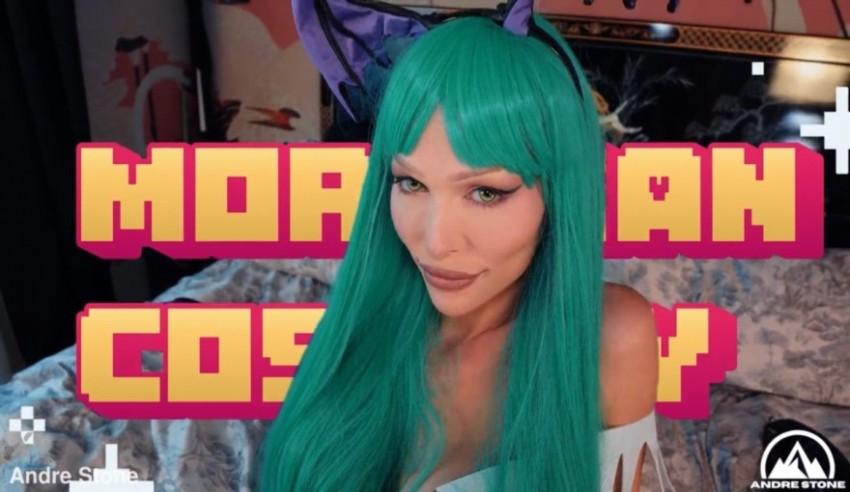 Domino Presley, Andre Stone - Busty Trans Beauty Domino Presley Fucked & Creampied in Slutty Morrigan Cosplay - 1080p