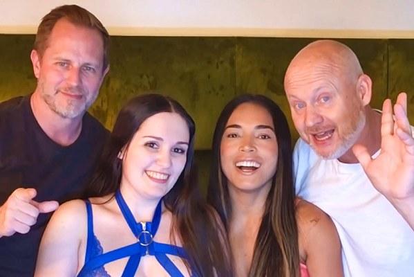 Pantera Belga, Mia Nins - Gentse Feesten Foursome - Double Doggy, gripping their long hair as the women moan and stay wet. After more sucking the men finish by cumming on both faces, leaving the ladies messy and still horny FullHD 1080p